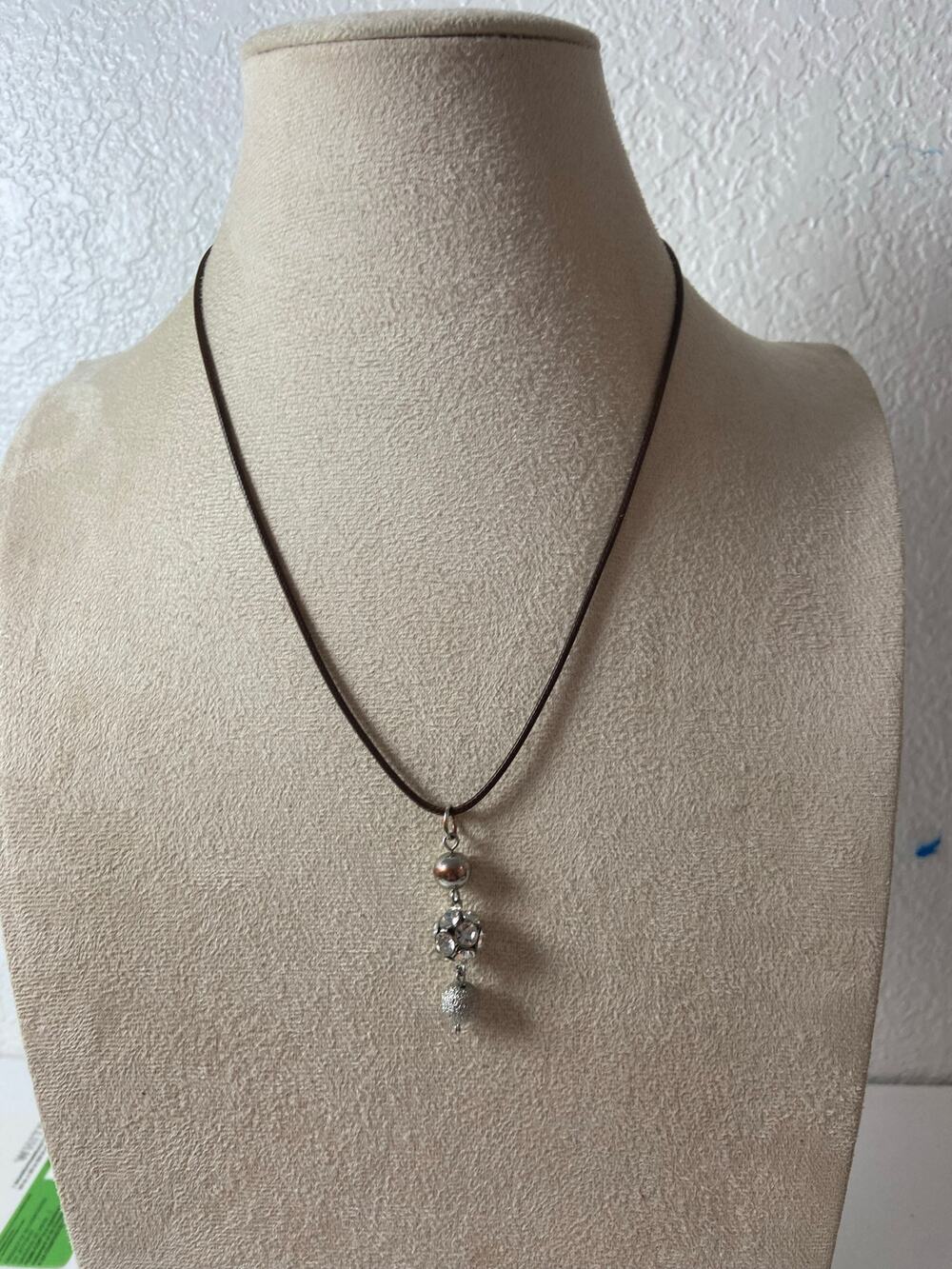 Sparkly Upcycled Silver Pendant Necklace - Elegant